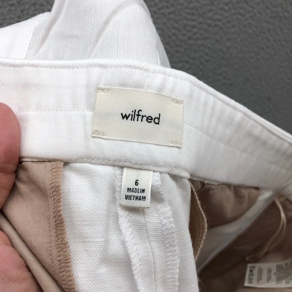 Wilfred Linen Pants Womens‎ 6 Wide Leg High Rise White Classic Beach Resortwear
